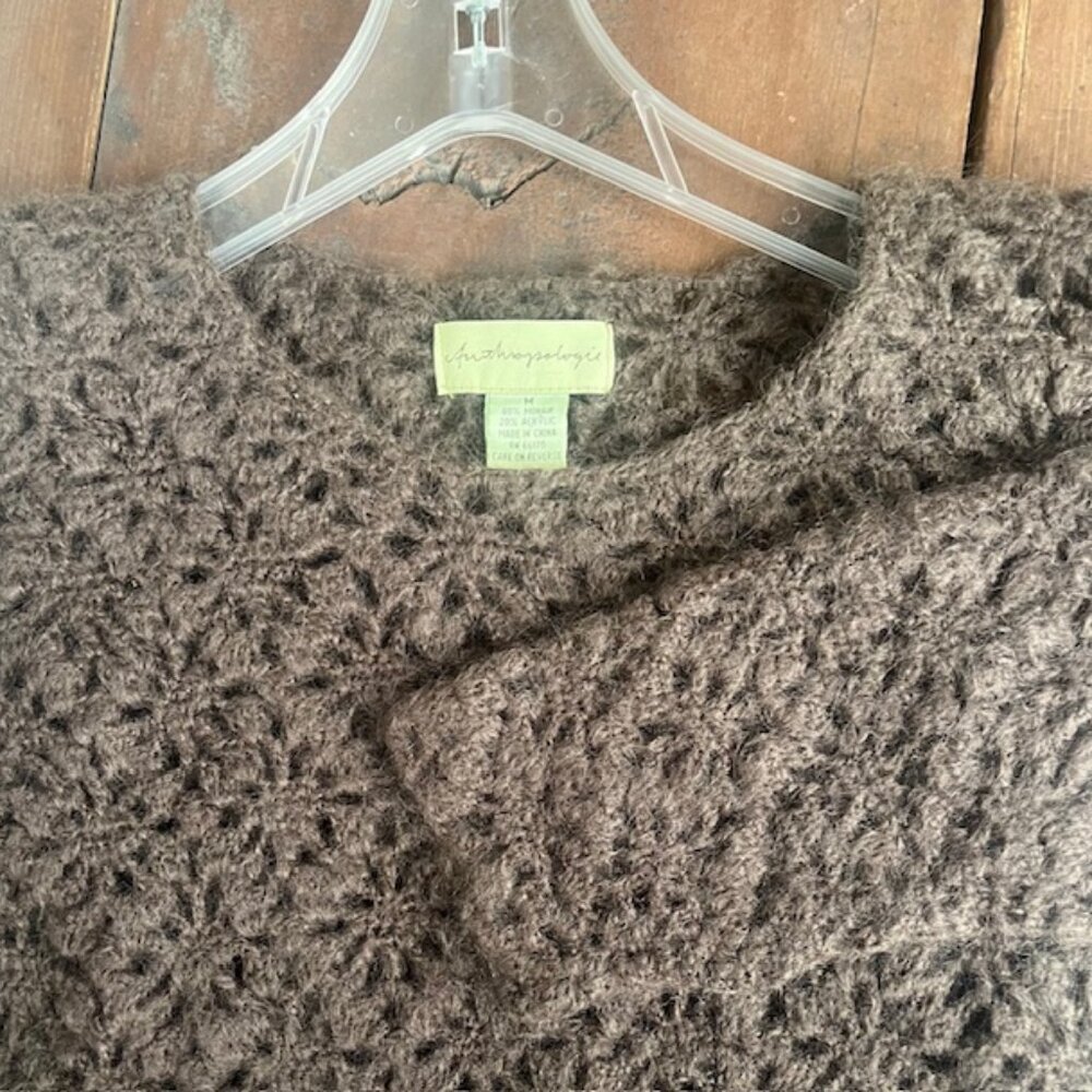 Vintage Anthropologie Crocheted Mohair Sweater